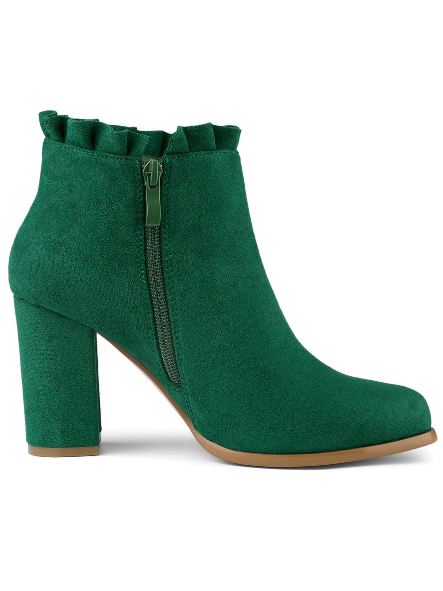Dark Green Olive Leatherette High Ankle Length Tough Casual Long Boots,  Leather Ankle Boot, High Heel Ankle Boot, ऊंची एड़ी वाले बूट, हाई एंकल बूट  - Shoppykart, Surat | ID: 27456801297