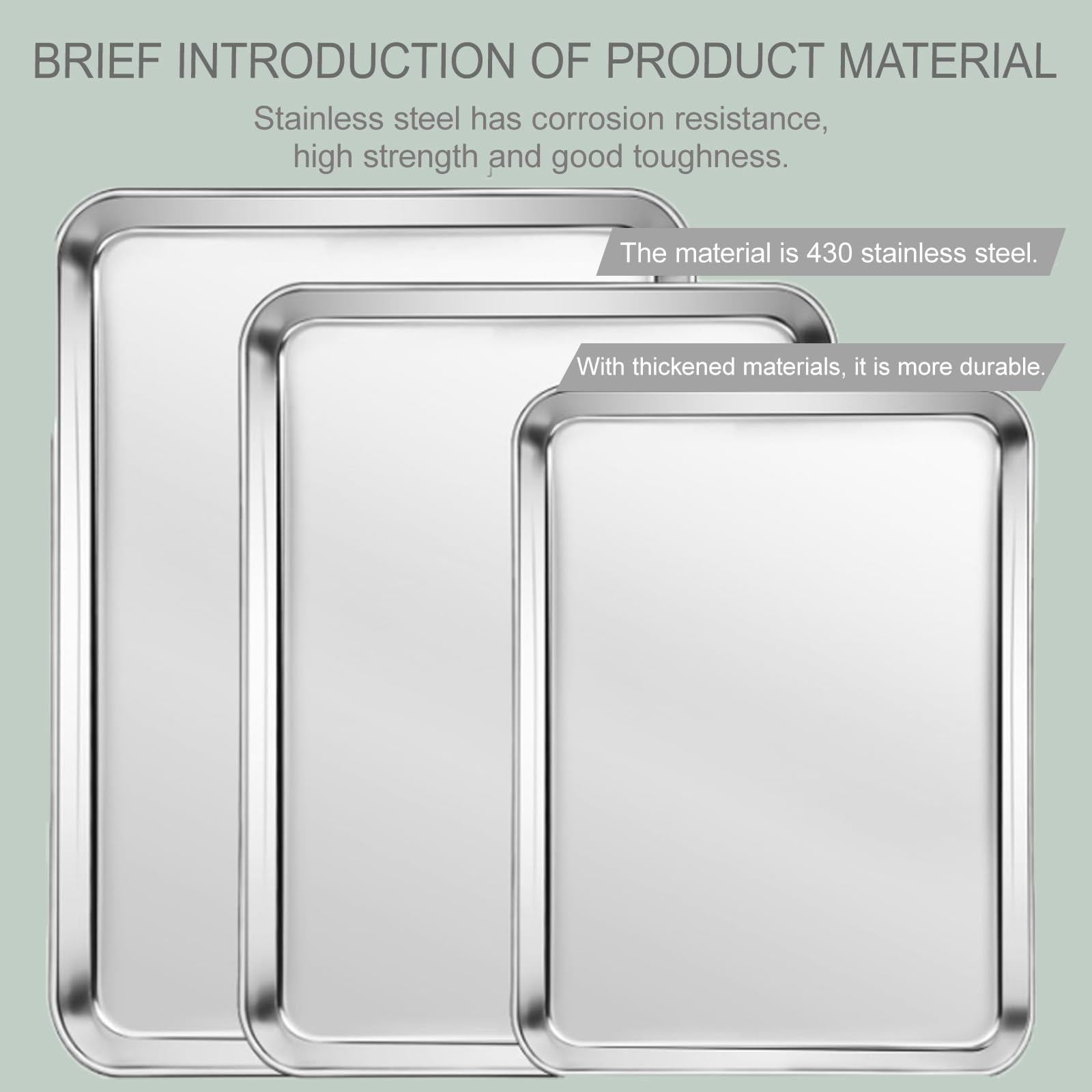Non-Stick Stainless Steel Baking Sheets – 3-Piece Heavy Duty Cookie Trays, Easy to Clean Baking Pans, Shipped from Local Warehouse
