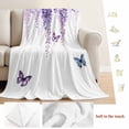 thumbnail image 5 of Wisteria Blanket Soft Cozy Warm Throw Blanket for Couch, Plush Fuzzy Flannel Fleece Blankets for Sofa, Purple Flowers Butterflies Vintage Spring Bed Blankets Lightweight Gifts for Women, 50"x60", 5 of 9