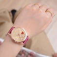 thumbnail image 3 of Reloj de cuarzo de cuero PU con esfera redonda y corazón amoroso informal a la moda para mujer, color rojo rosa, 3 of 3