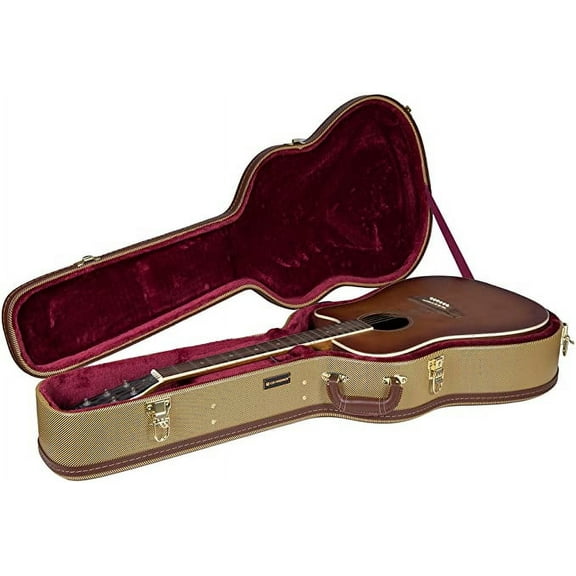 Crossrock Wooden Hard Case for 12 Strings Acoustic Dreadnought Guitar