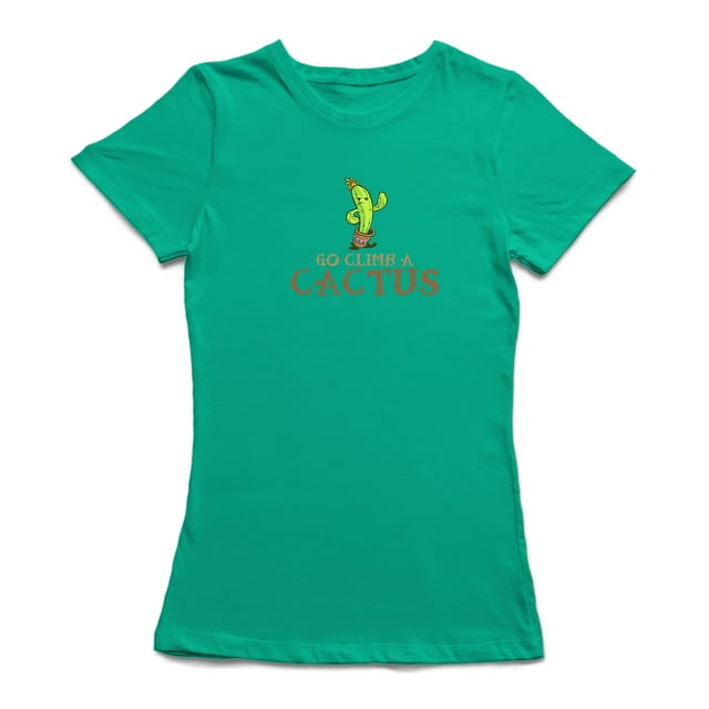 T-shirt pour Femmes à Motif de Dessin Animé Go Climb A Cactus