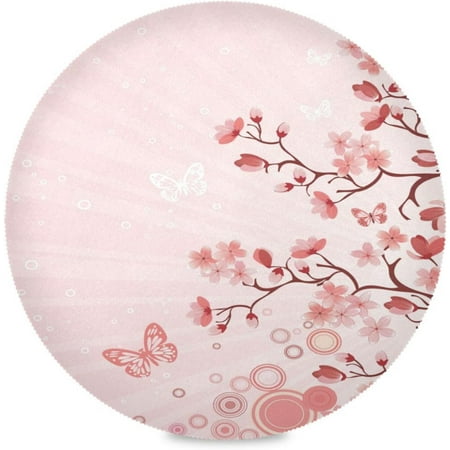 

Hidove Pink Butterfly Cherry Flower Round Placemats Set of 1 Table Mats for Kitchen Washable Non-Slip Place Mats Heat Resistant Place Mats for Kitchen Dining Table Decoration