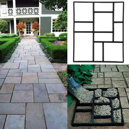 Rooftop Patio Pavers 1 PCS Concrete Paving Stepping Stone Mold Path Walk Maker Paver Walk Way, Rectangular Patterns with 10 grid, 23.8