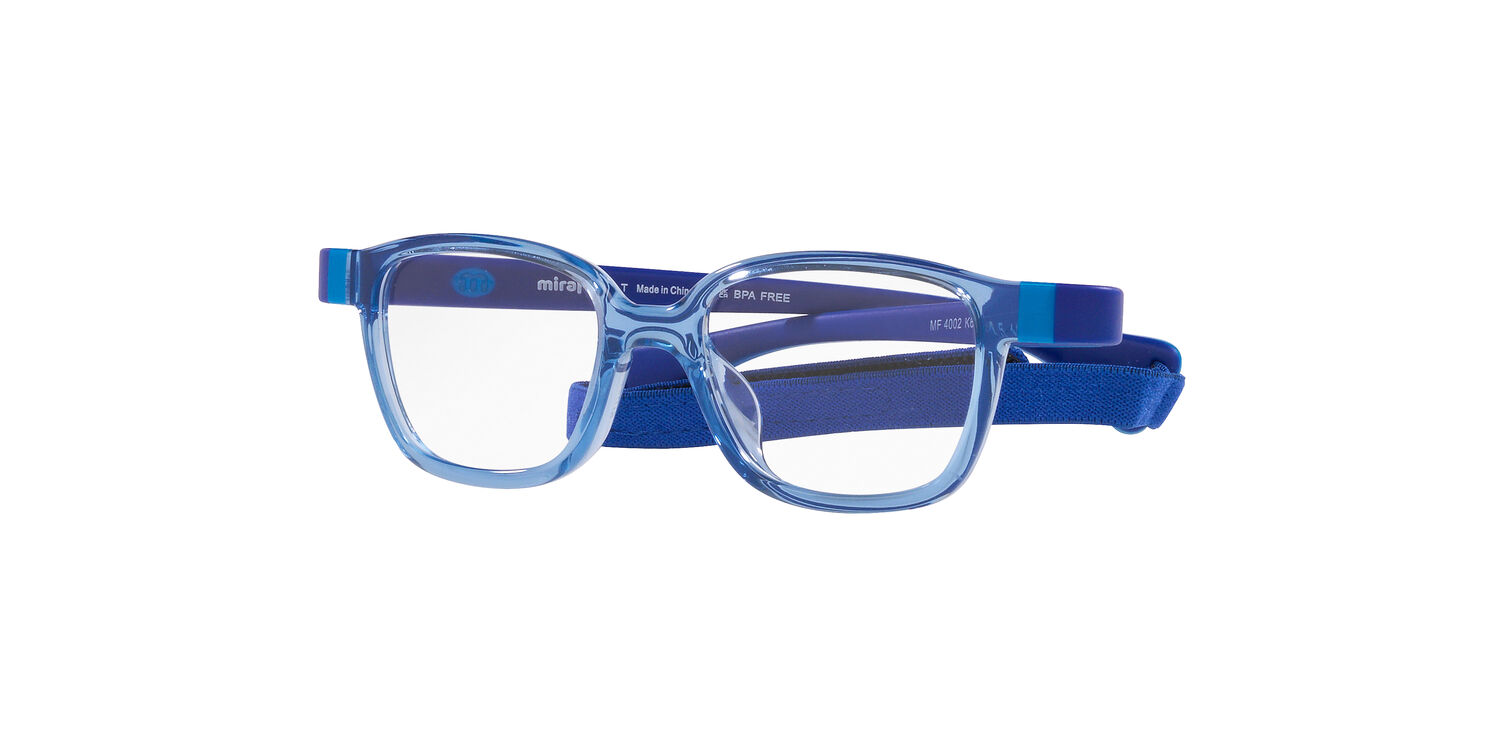 Miraflex Youth Eyeglasses 0MF4002 Flexible & Safe with Case & Headband, Light Blue, 42mm