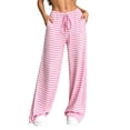 thumbnail image 3 of Women's Soft Knit Drawstring Elastic Waist Pants With Side Pockets, Tummy Control Pull On Trousers, Comfy Casual & Lounge Stretch | TruHer,Pink 2XL, 3 of 9