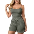 thumbnail image 2 of BRELIL Women's Two Piece Sets Scoop Neck Sleeveless Tank Top Drawstring Elastic Waisted Shorts Casual Solid Basic Summer Lounge Matching Outfits Travel Vacation Tracksuit, Gray S, 2 of 7