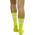 thumbnail image 2 of ToBeInStyle Women's Acrylic Ankle High w/ Striped Top Athletic Socks - Neon Yellow/White, 2 of 6