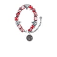 thumbnail image 2 of Silvertone Antiqued Round Seal - Owl Red Christmas Bead Bracelet, 2 of 4