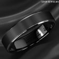 thumbnail image 3 of Tungsten Rings for Men Wedding Bands for Him 6mm Black Brushed Silver Stripe, 3 of 6