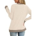 thumbnail image 4 of MOSHU Color Block Sweaters for Women Crewneck Long Sleeves Fashion Tops Pullover Fall Lightweight Women Sweaters, 4 of 11