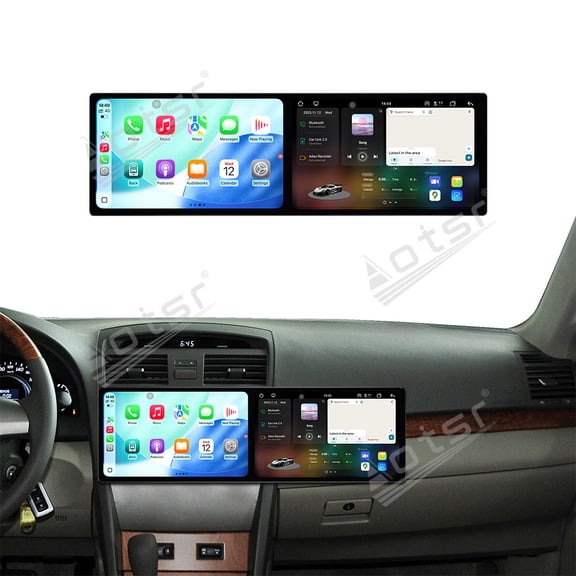 Aotsr Dual 9.1 inch Screen Car Radio For Toyota Camry 2007-2011 Android 15 Multimedia Player GPS Navigation Auto DSP Stereo Host