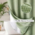 thumbnail image 6 of Vorfor Hookless Shower Curtain with Snap in Liner, Waffle Weave Waterproof Fabric Mesh Mildew Resistant Window Bathroom Curtain, 71" X 75", Green, 6 of 11