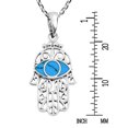 thumbnail image 4 of Mystical Hamsa w/ Synthetic Blue Turquoise Eye Inlays Sterling Silver Necklace, 4 of 6