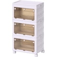 thumbnail image 1 of SONGWAY Stackable Storage Bins with Lids - 10Gal/40Qt Folding Storage Box with Doors and Wheels, Collapsible Closet Organizers and Storage, Plastic Storage Containers for Home Office, 3 Pack, 1 of 7
