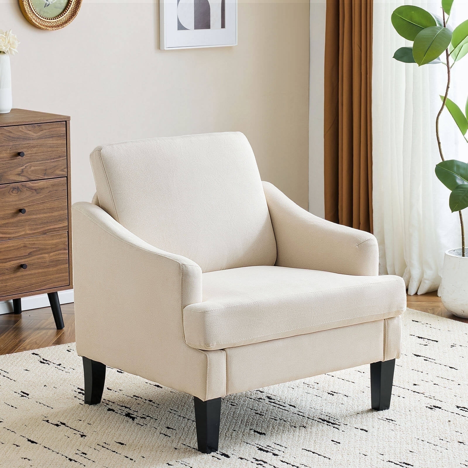 Yaheetech Upholstered Club Chair Accent Barrel Chair for Home