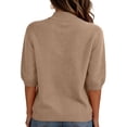 thumbnail image 5 of Garbnen Womens Ribbed Tshirt Knit Mock Neck Half Sleeve Shirts for Women Fitted Dressy Spring Stretch Basic Sweater Tunics for Women M, 5 of 5