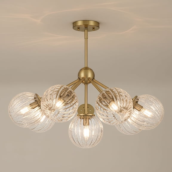 Possini Euro Design Possini Euro Halloran 28"W Brass Fluted Glass 8-Light Pendant Light