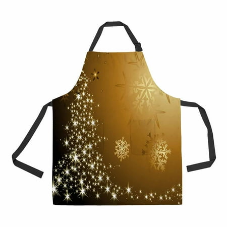 

PKQWTM Christmas Tree Unisex Adjustable Bib Apron with Pockets for Commercial Restaurant and Home Kitchen Use