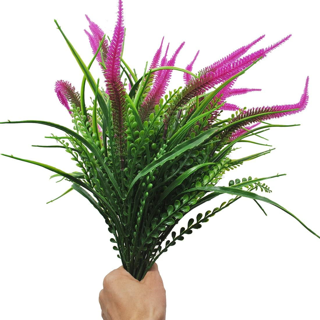 Morttic 8Pcs Artificial Plants Flowers Outdoor UV Resistant Plants Fake Faux Plastic Greenery Shrubs Indoor Outside for Home Decor