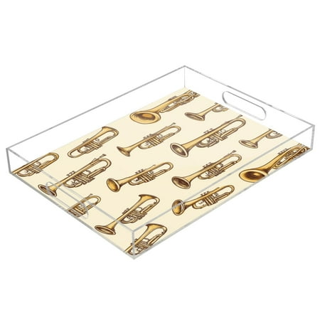 

Acrylic Tray 15.7*11.8*1.9 Inch Transparent Tray Food Tray Tea Cup Tray Serving Trays Cosmetics Storage Kitchen Table Bathroom Sundry Storage The Gold Horn Is Seamless