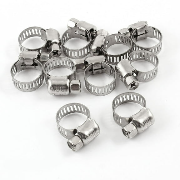10 x Hollow Out 8mm Wide Adjustable Worm Hoop Hose Clamp Clip 6-12mm