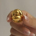 thumbnail image 5 of Round Ball Chunky Gold Ring for Women Layered Statement Ring Exaggerated Oval Thick Dome Finger Band Geometric Stackable Rings Comfort Fit, 5 of 6