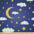 thumbnail image 2 of Ambesonne Sky Fabric by the Yard Microfiber, Moon Stars Dots and Clouds Art, 1 Yard, Dark Lavender Mustard, 2 of 2