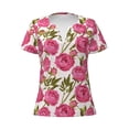 thumbnail image 3 of Naloa Rose Flowers Print T-Shirts Short Sleeve V Neck Tees for Women Fashion Tops Trendy Lightweight Soft Casual Summer Outfits Clothes, 3 of 5