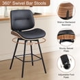 thumbnail image 4 of MYFUNT Walnut Back Mid-Century Modern and Upholstered PU Leather Bar Stools - Set of 2, Black, 4 of 7