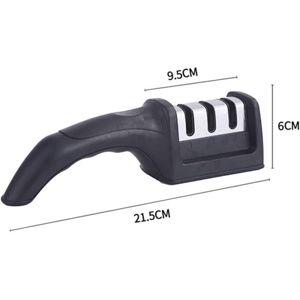 Afilador de cuchillos profesional, afilador de cuchillos manual de 3 etapas, afilador de cuchillos de cocina adecuado para todo tipo de cuchillos, mango y base antideslizantes