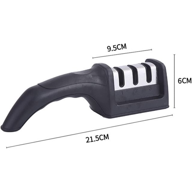 Afilador de cuchillos profesional, afilador de cuchillos manual de 3 etapas, afilador de cuchillos de cocina adecuado para todo tipo de cuchillos, mango y base antideslizantes