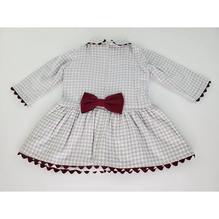 Taupe Ivory Houndstooth Dress-Toddler Girl Dress - Walmart.com