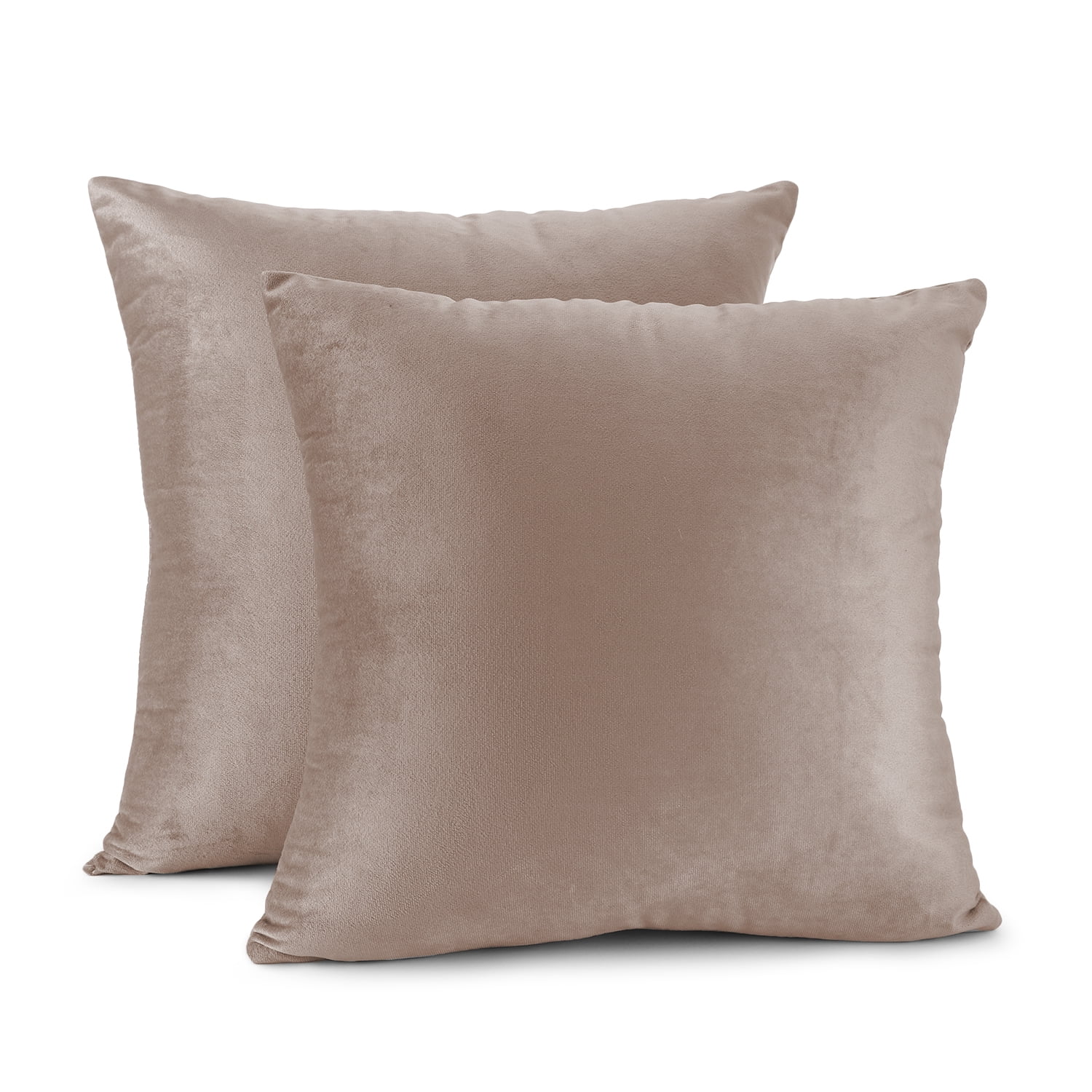 Clara Clark Plush Solid Decorative Microfiber Square Throw Pillow Cover with Throw Pillow Insert for Couch, Taupe, 28"x28"", 4 Piece Decorative Soft Throw Pillow Set