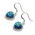 thumbnail image 5 of Yoursfs Womens Dangle Earrings White Gold Plated Fish Hook Dangling Blue Birthstone CZ Halo Love Heart Earrings Jewelry Gift Clearance, 5 of 6
