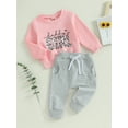 thumbnail image 4 of Toddler Baby Girls Clothes Sets 6M 12M 18M 24M 3Y Daddys Girl Letter Print Long Sleeve Pullover Sweatshirts Jogger Pants Infant Autumn Outfits, 4 of 10
