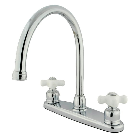 Kingston KB721PXLS Vintage Two-Handle 2-Hole 8" Centerset Kitchen Faucet in Polished Chrome