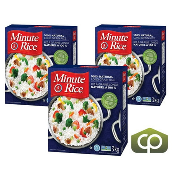 Minute Rice Long-grain Rice, GF, NON GMO, 3 kg/6.61lbs Bulk (3/CASE)