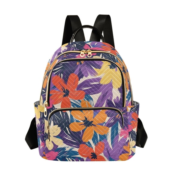 FORMRS Mini Backpack Purse for Women Travel Daypack Casual Shoulder Bag, Colorful Painted Flowers Pattern