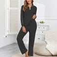 thumbnail image 2 of Pj Sets For Woman Sevevn Lounge Sets for Women Long Sleeve Knit Ribbed Pajama Sets 2 Piece Casual Loungewear with Pockets, 2 of 7