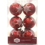 Holiday Time Red Snowflake Christmas Ornaments, 6 Count