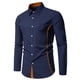 thumbnail image 1 of Blusa y camisa de manga larga con cuello vuelto para hombre, informal, con botones y retazos, de poliéster, 1 of 9
