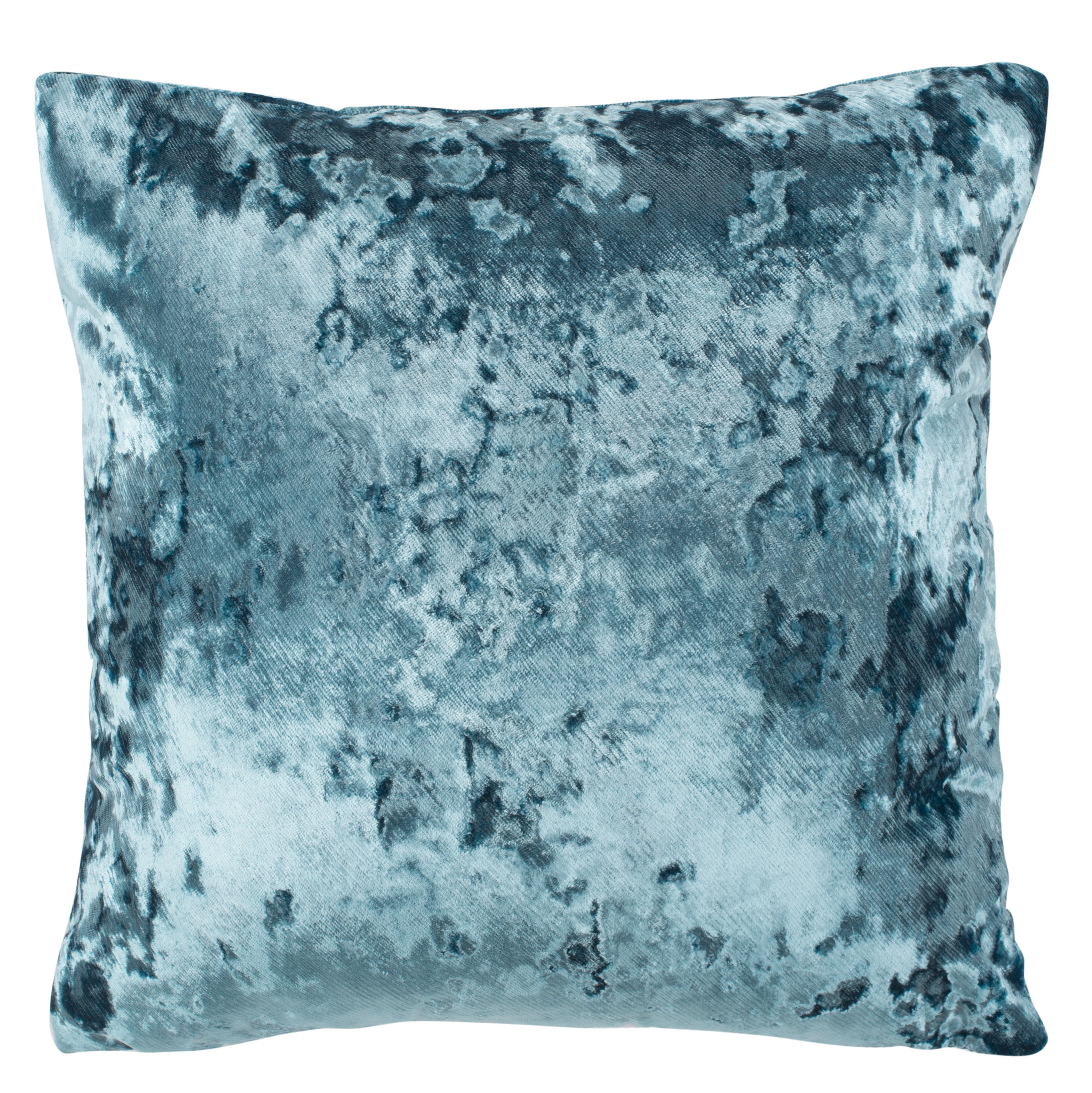 SAFAVIEH Gili 18" x 18" Distressed Solid Plush Pillow, Marine Blue