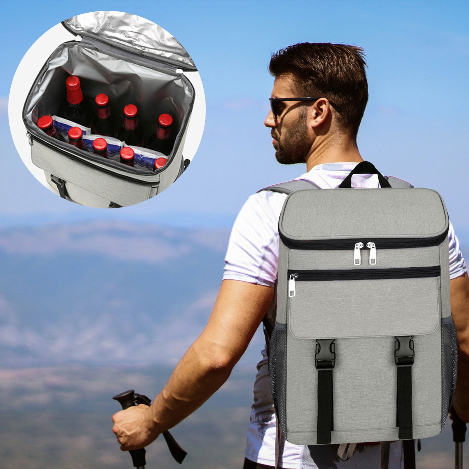 Jubipavy Lunch Bag Cooler Backpack Soft Insulated Leak Proof 30 Cans Insulated Backpack Cooler Portable Picnic Camping Beach Hiking BBQ Lunch Backpack For Men And Women