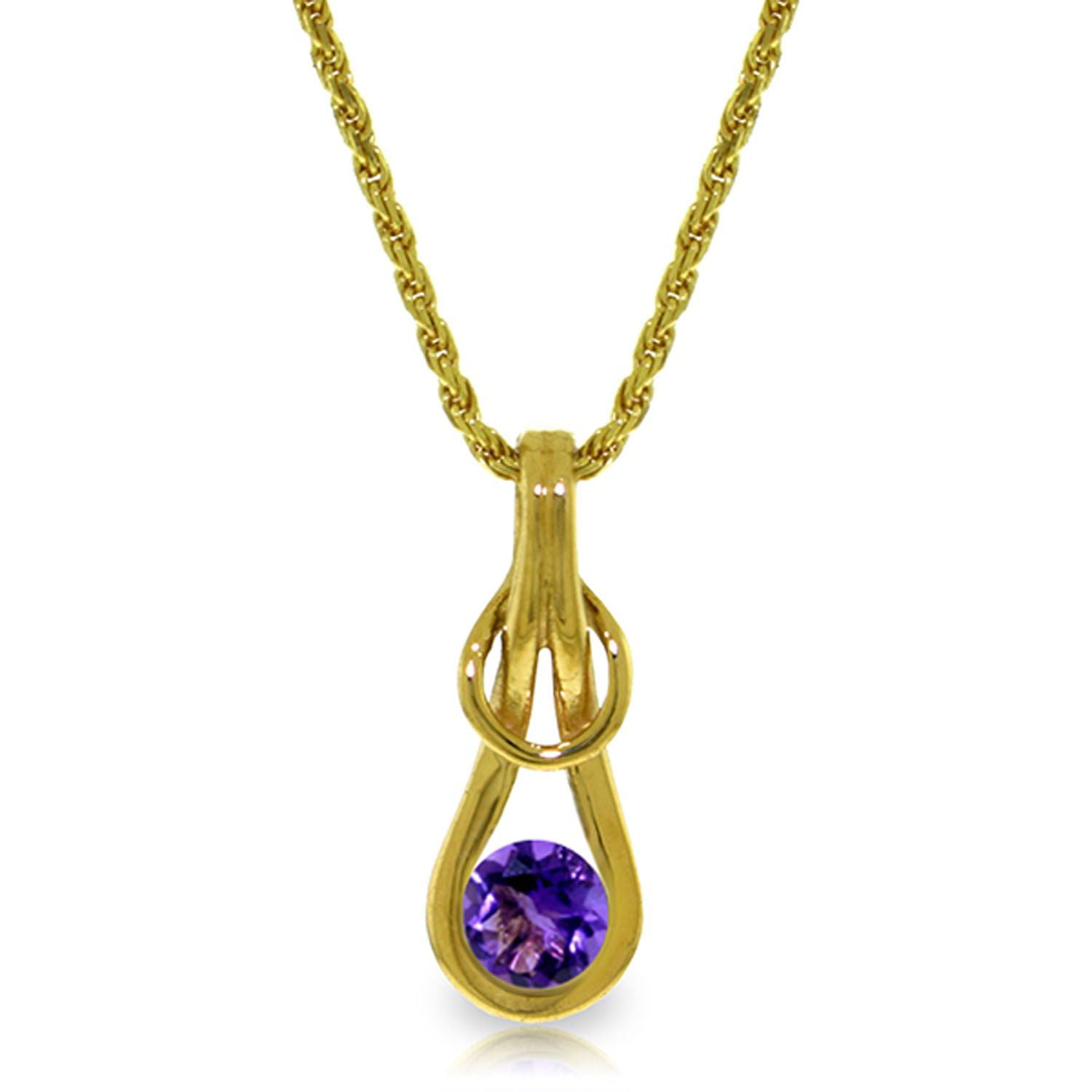 ALARRI 1.23 CTW 14K Solid White Gold Necklace Natural Diamond Purple Amethyst with 22 Inch Chain Length
