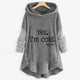 thumbnail image 1 of ICHUANYI Clearance Women Plus Size Letter Casual Pockets High Low Long Sleeve Hooded Keep Warm Coat Tops(Gray, XL) ICHUANYI WER2023081511167, 1 of 4