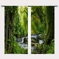 thumbnail image 2 of Forest Curtains Rod Pocket Nature Tropical Jungle River Rainforest Waterfall Landscape Scenery Print Pattern Window Drapes for Bedroom Living Room Cafe Office W42 x L63 Inch 2 Panels, 2 of 6