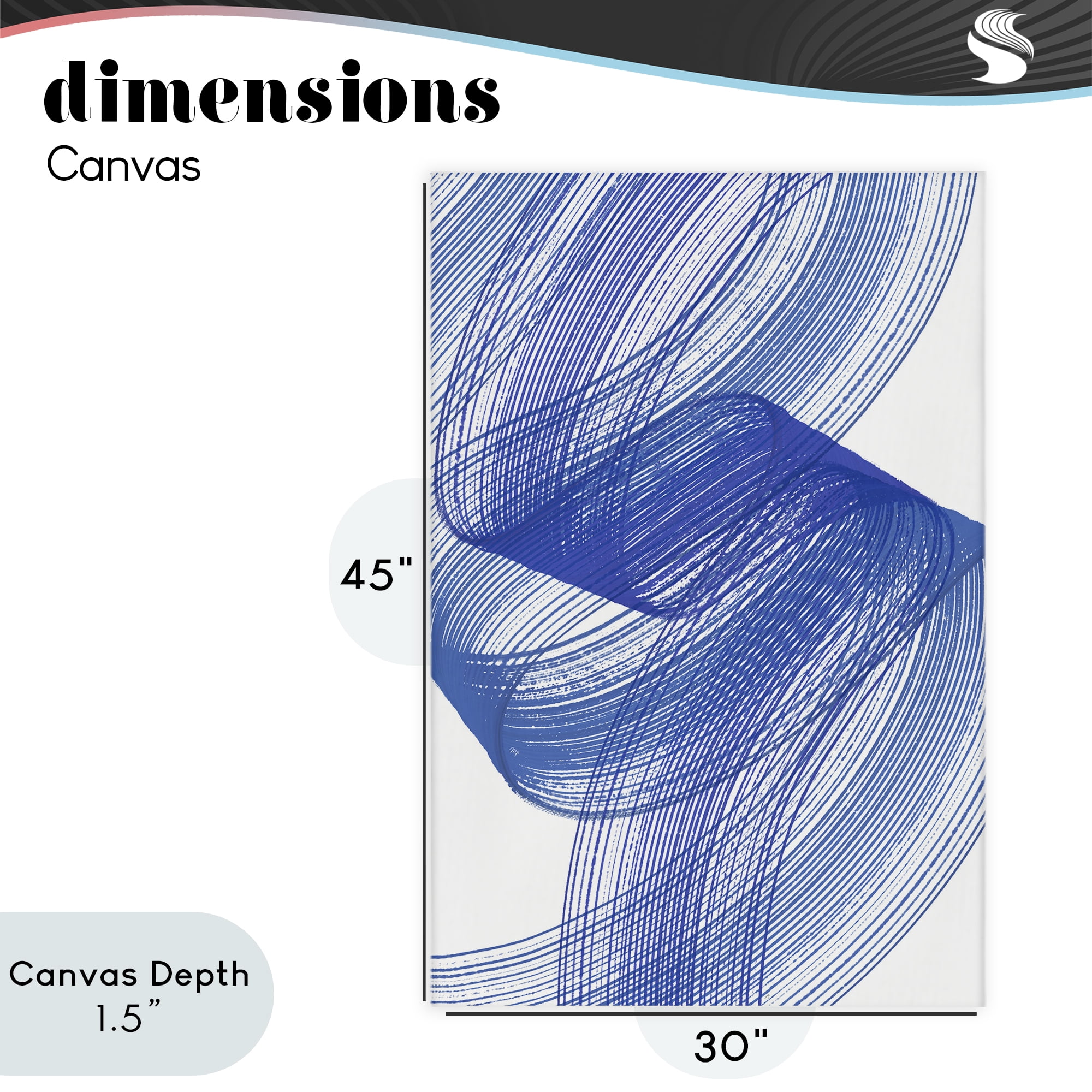 Stupell Industries Blue Lines Flowing In Motion Canvas Wall Art, design by Martina Pavlova