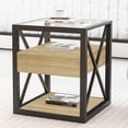 thumbnail image 6 of Tcbosik Nightstand with Glass Top, Side Table with Storage Drawer and Open Shelf, 3-Tier Modern End Table for Living Room, Space Saving, Natural, 6 of 9