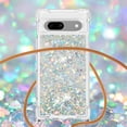 thumbnail image 5 of Long Crossbody Lanyard Clear Case for Google Pixel 7a with Adjustable Neck Strap, Glitter Sparkly Bling Quicksand Phone Cover Cases for Google Pixel 7a QKG Silver, 5 of 14